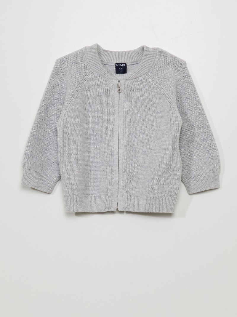Gilet côtelé zippé Gris - Kiabi