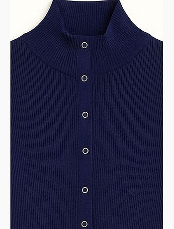 Gilet coupe ajustée à col roulé mi-long et fermeture boutonnée mixray