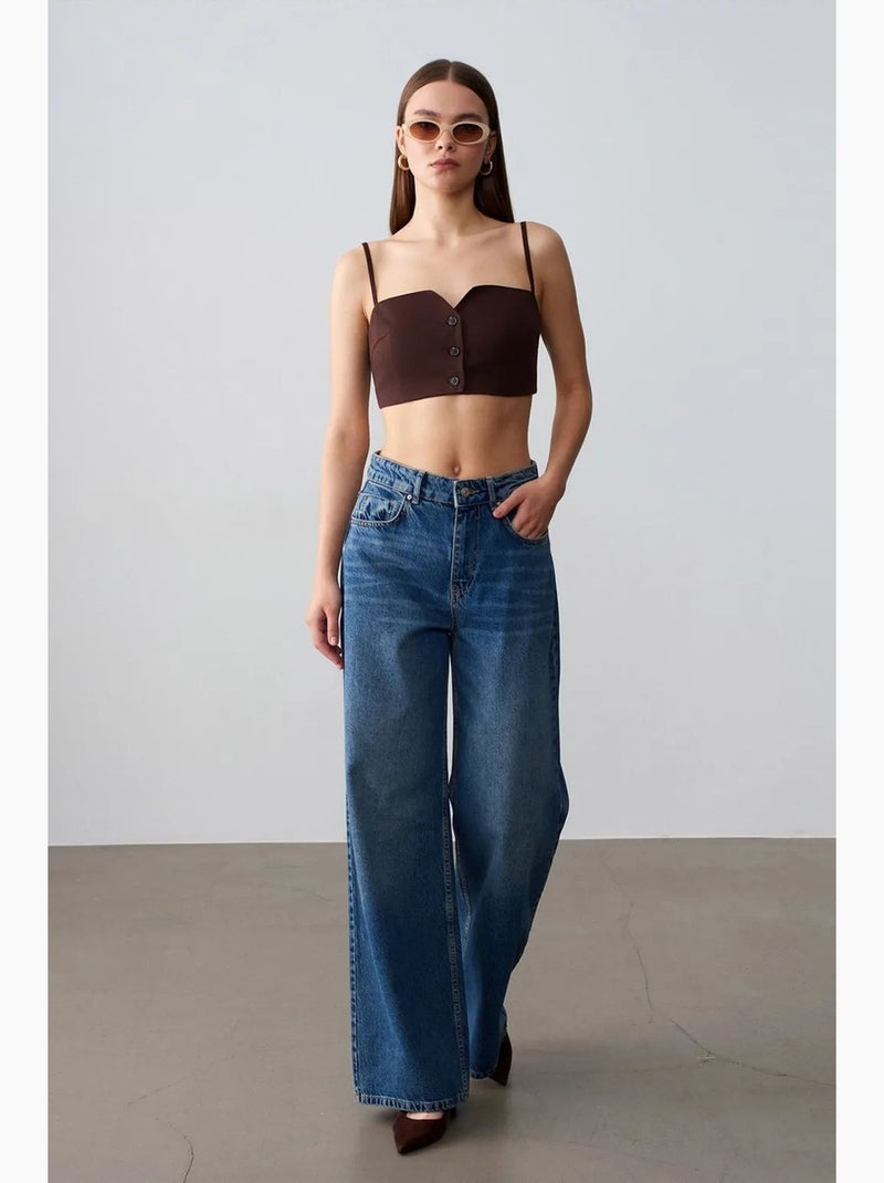 Gilet court ajusté en tencel pour femme dilvin Marron chocolat - Kiabi