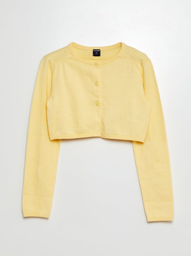 Gilet court bolero côtelé JAUNE - Kiabi