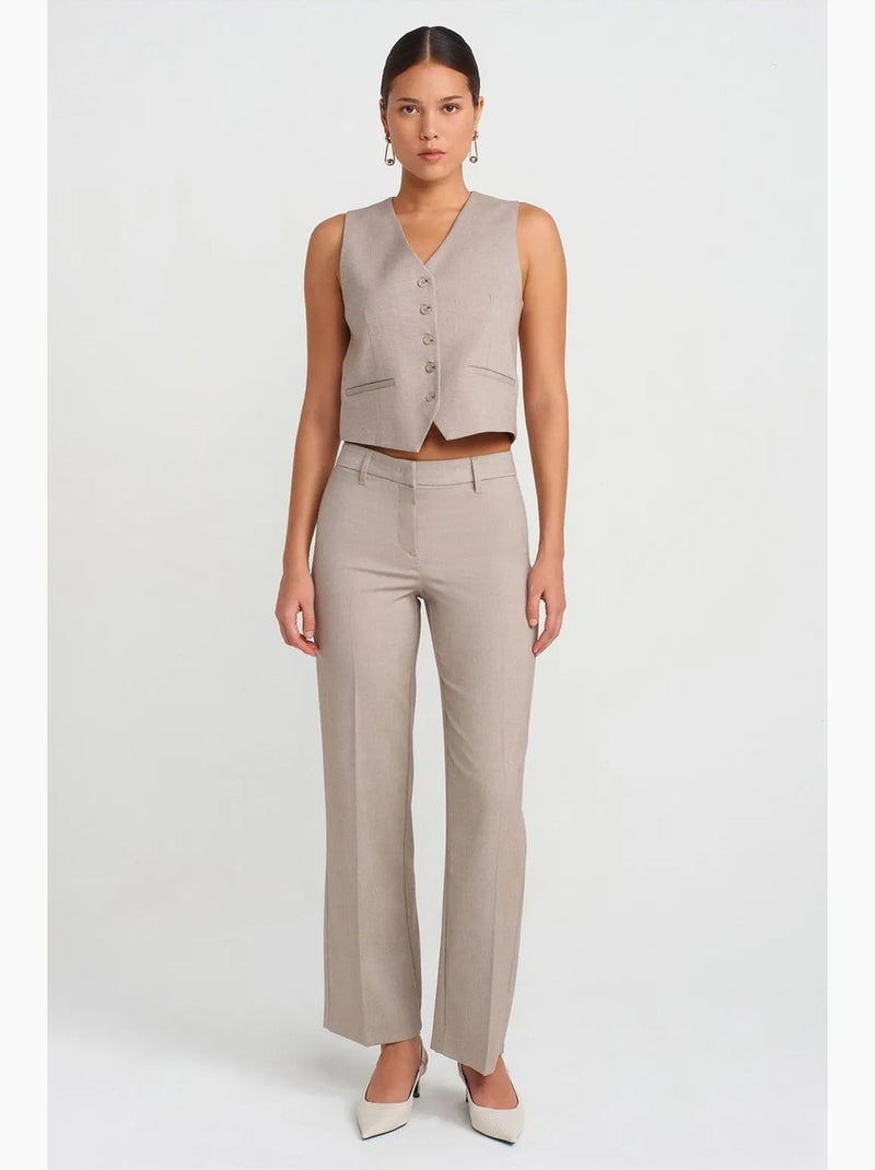 Gilet court ceinturé à col v dilvin Beige argile - Kiabi