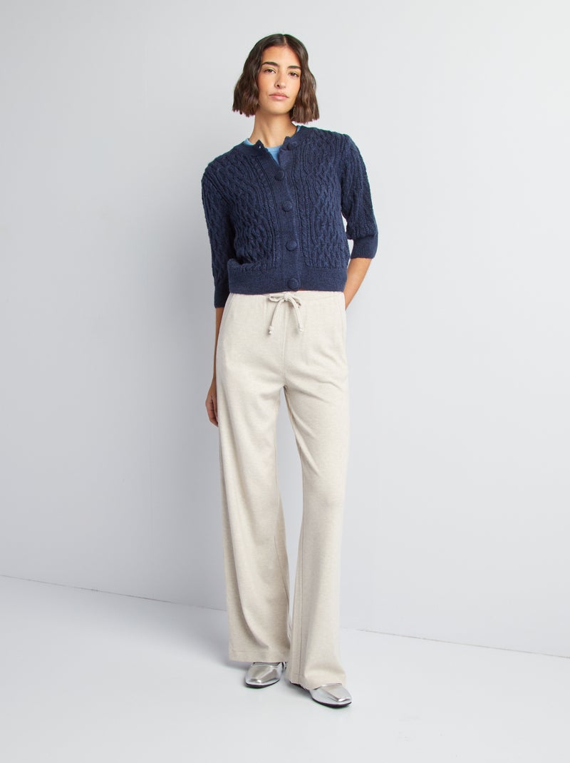 Gilet court en maille tressée Bleu - Kiabi