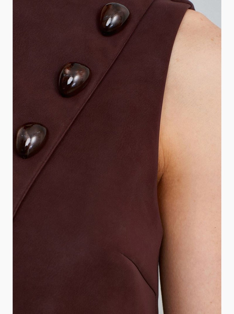 Gilet court en simili cuir à boutons dilvin Rouge bordeaux - Kiabi