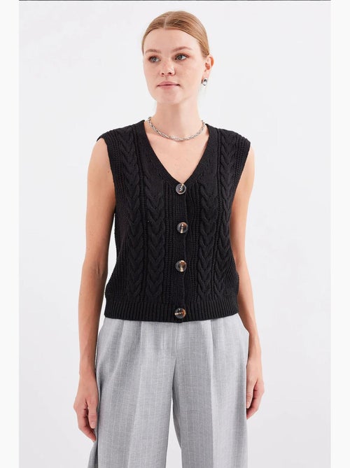 Gilet court en tricot boutonné bdart - Kiabi Gilet court en tricot boutonné bdart - Kiabi