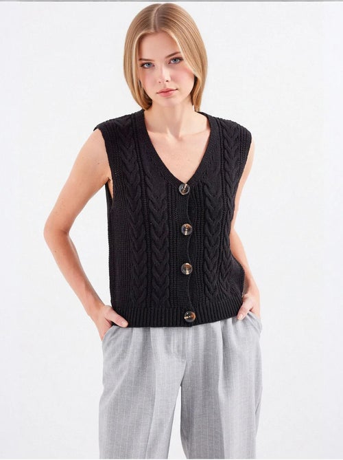 Gilet court en tricot boutonné bdart - Kiabi Gilet court en tricot boutonné bdart - Kiabi