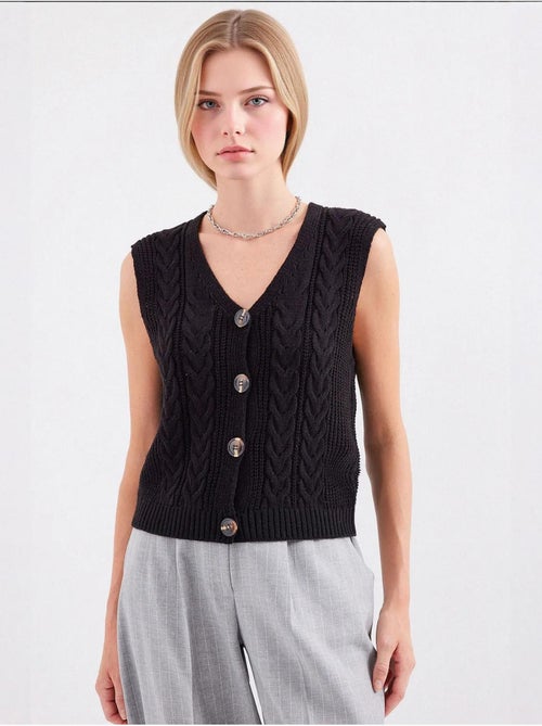 Gilet court en tricot boutonné bdart - Kiabi Gilet court en tricot boutonné bdart - Kiabi