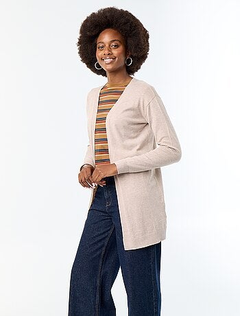 Gilet court ouvert en maille fine jauge