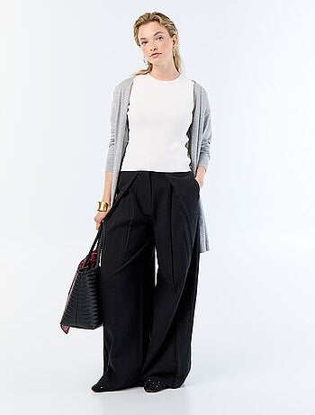 Gilet court ouvert en maille fine jauge