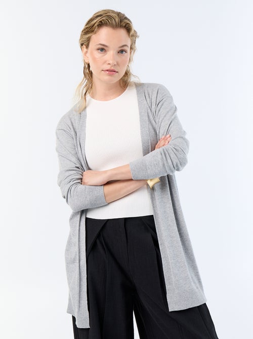 Gilet court ouvert en maille fine jauge - Kiabi