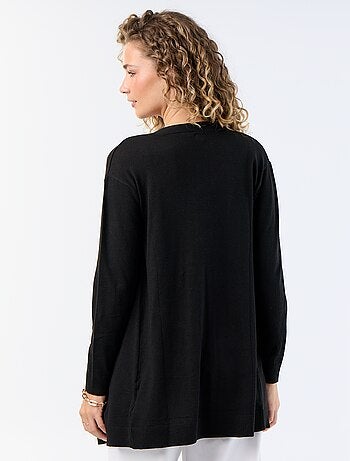 Gilet court ouvert en maille fine jauge