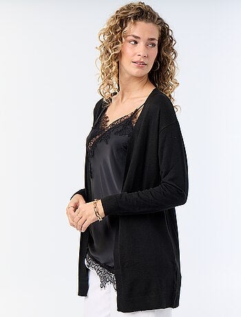 Gilet court ouvert en maille fine jauge