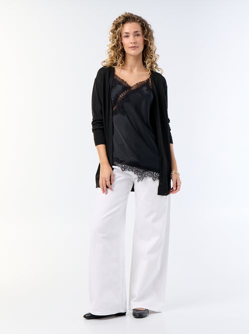 Gilet court ouvert en maille fine jauge - Kiabi