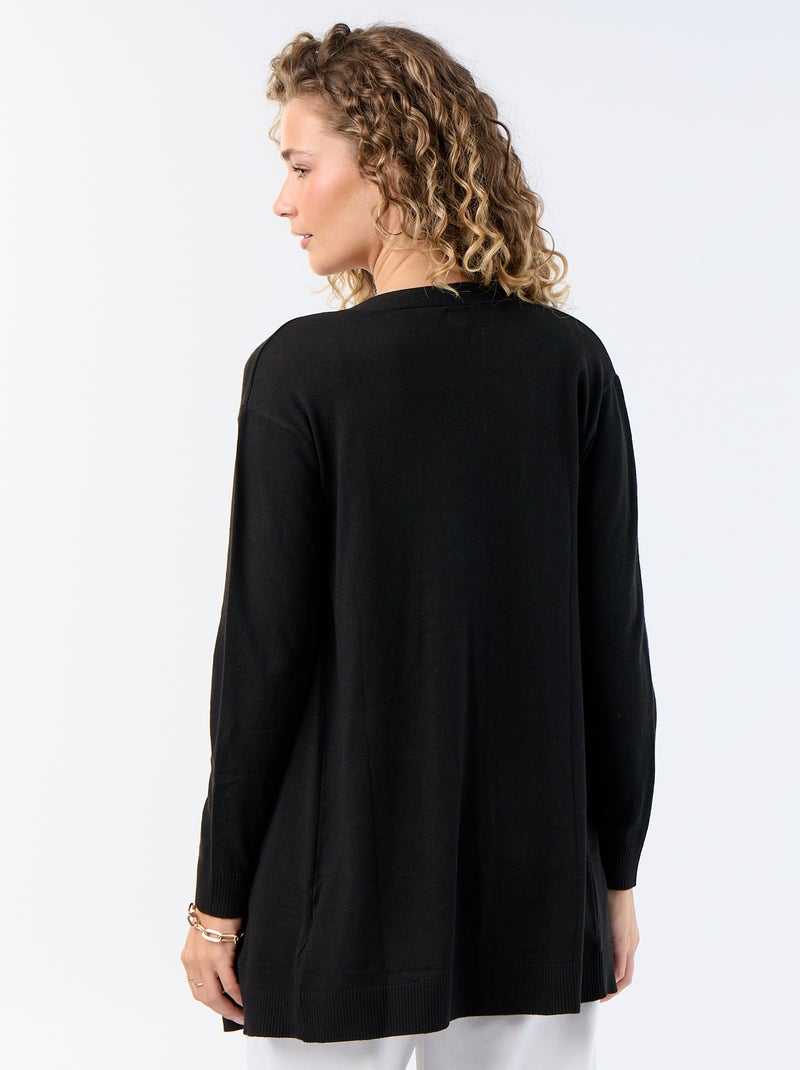 Gilet court ouvert en maille fine jauge Noir - Kiabi