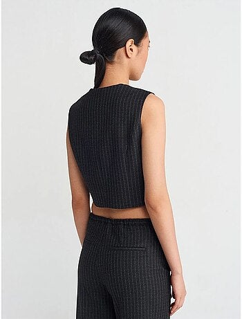 Gilet court rayé à boutons dilvin