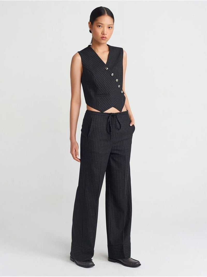 Gilet court rayé à boutons dilvin Noir - Kiabi