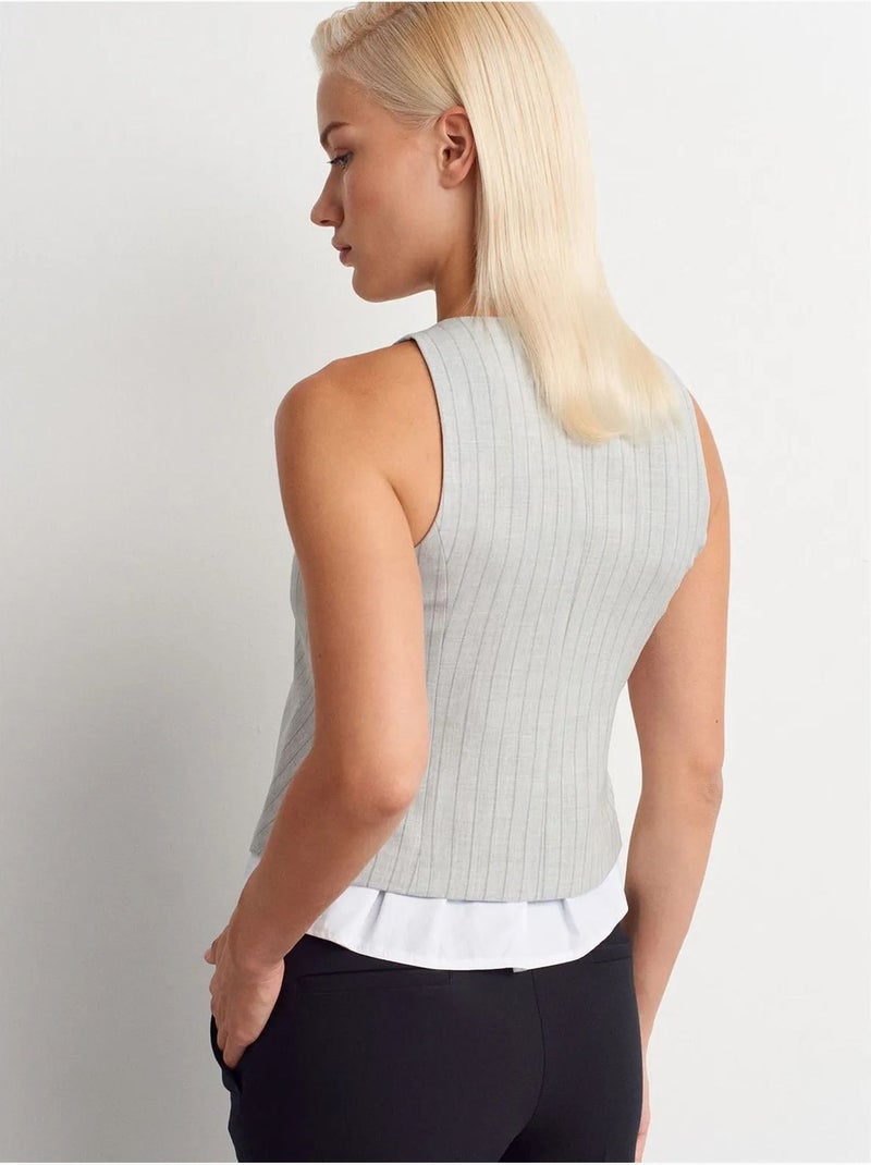 Gilet court rayé dilvin Gris clair - Kiabi