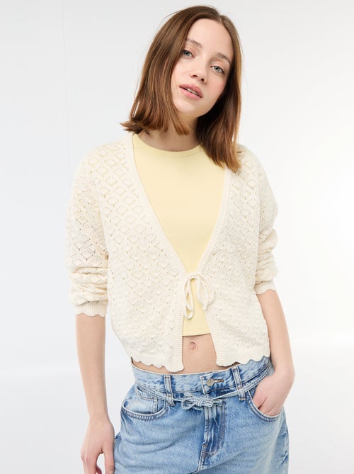 Gilet crochet à nouer festonné - Kiabi