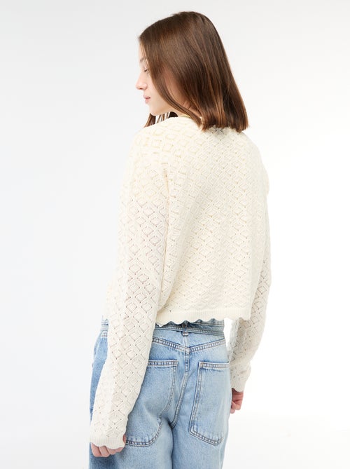 Gilet crochet à nouer festonné - Kiabi