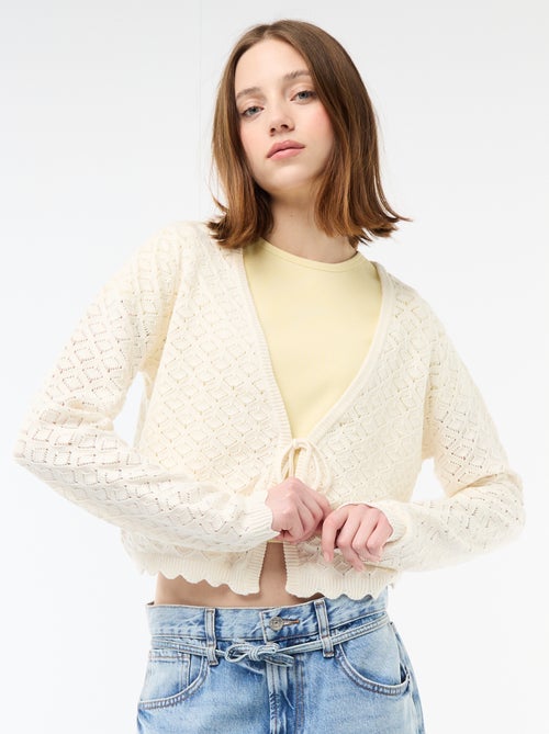 Gilet crochet à nouer festonné - Kiabi