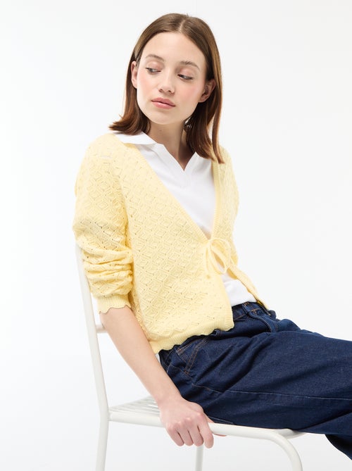 Gilet crochet à nouer festonné - Kiabi