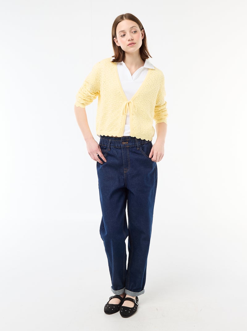 Gilet crochet à nouer festonné Jaune - Kiabi
