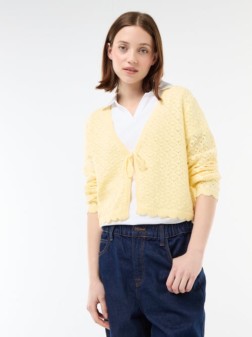 Gilet crochet à nouer festonné - Kiabi