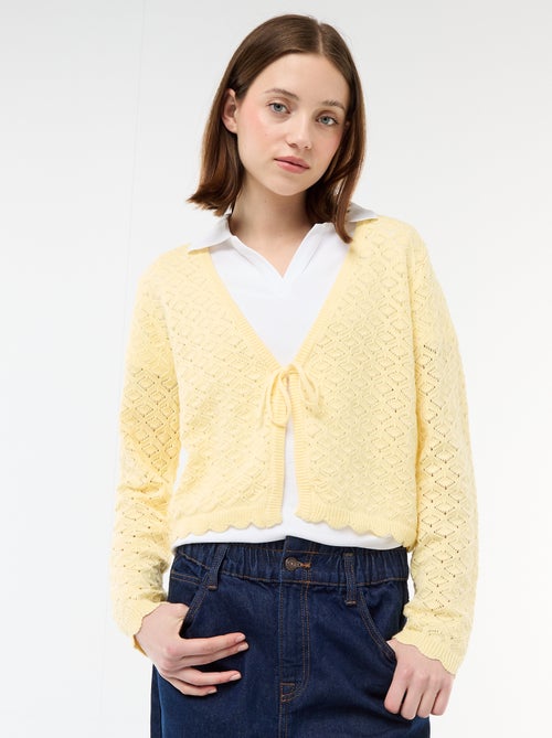 Gilet crochet à nouer festonné - Kiabi