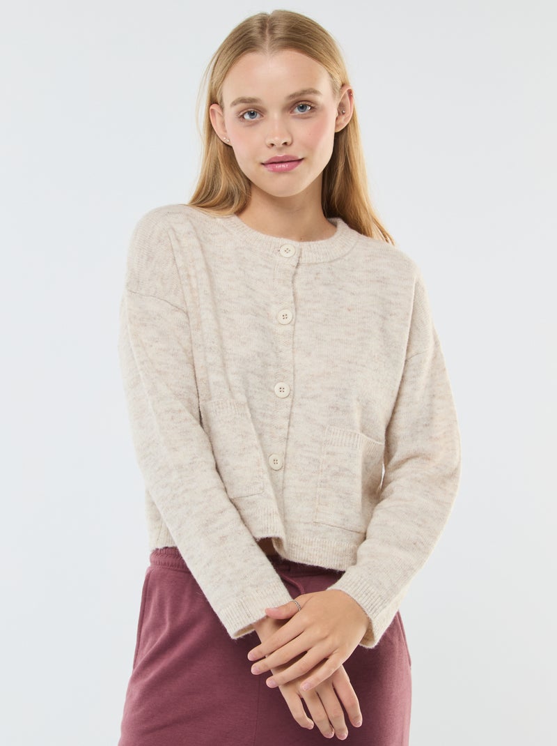 Gilet cropped en maille Beige clair - Kiabi