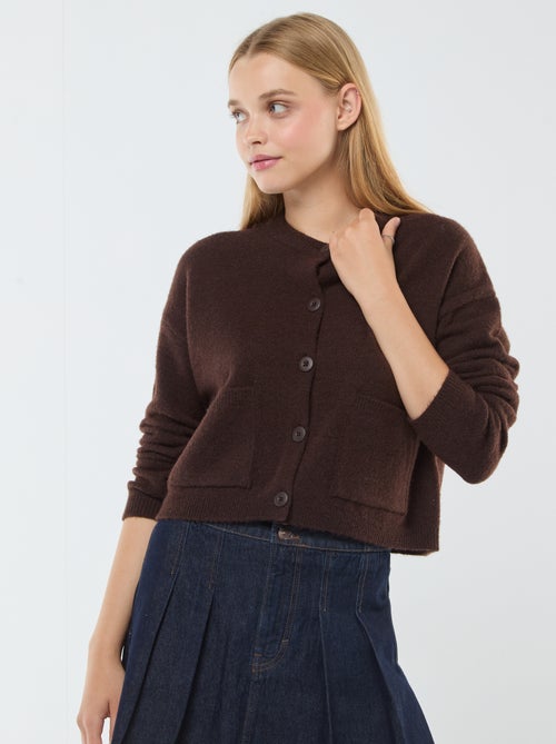 Gilet cropped en maille - Kiabi