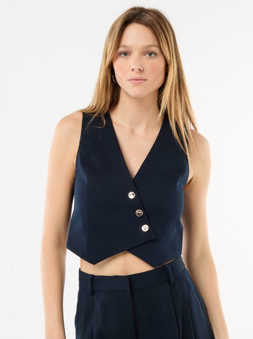 Gilet de costume avec ouverture boutonnée asymétrique - Kiabi