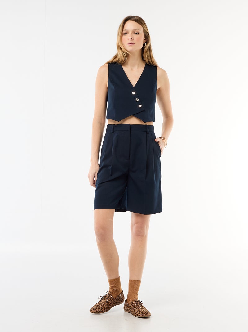 Gilet de costume avec ouverture boutonnée asymétrique Bleu - Kiabi