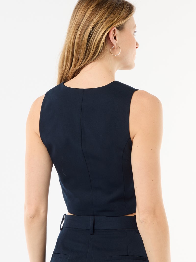 Gilet de costume avec ouverture boutonnée asymétrique Bleu - Kiabi