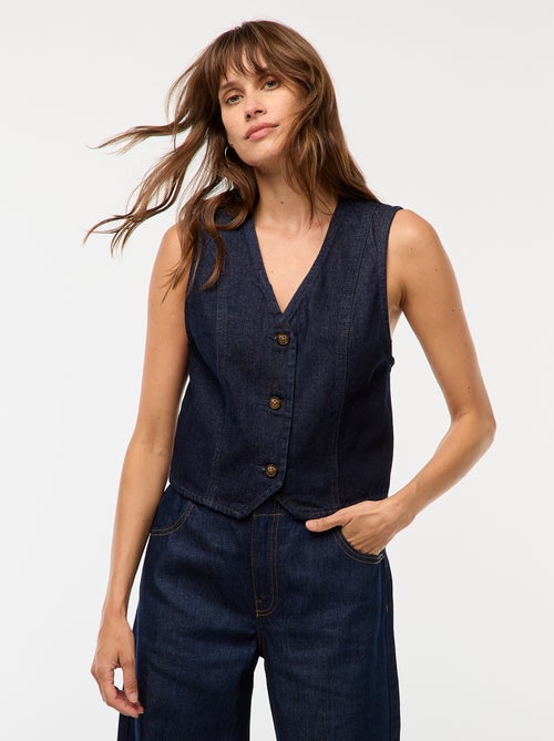 Gilet de costume en denim - Kiabi