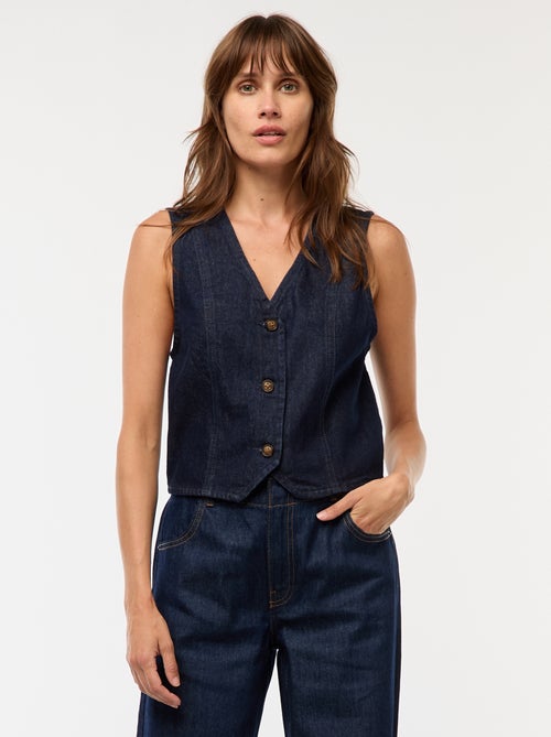 Gilet de costume en denim - Kiabi