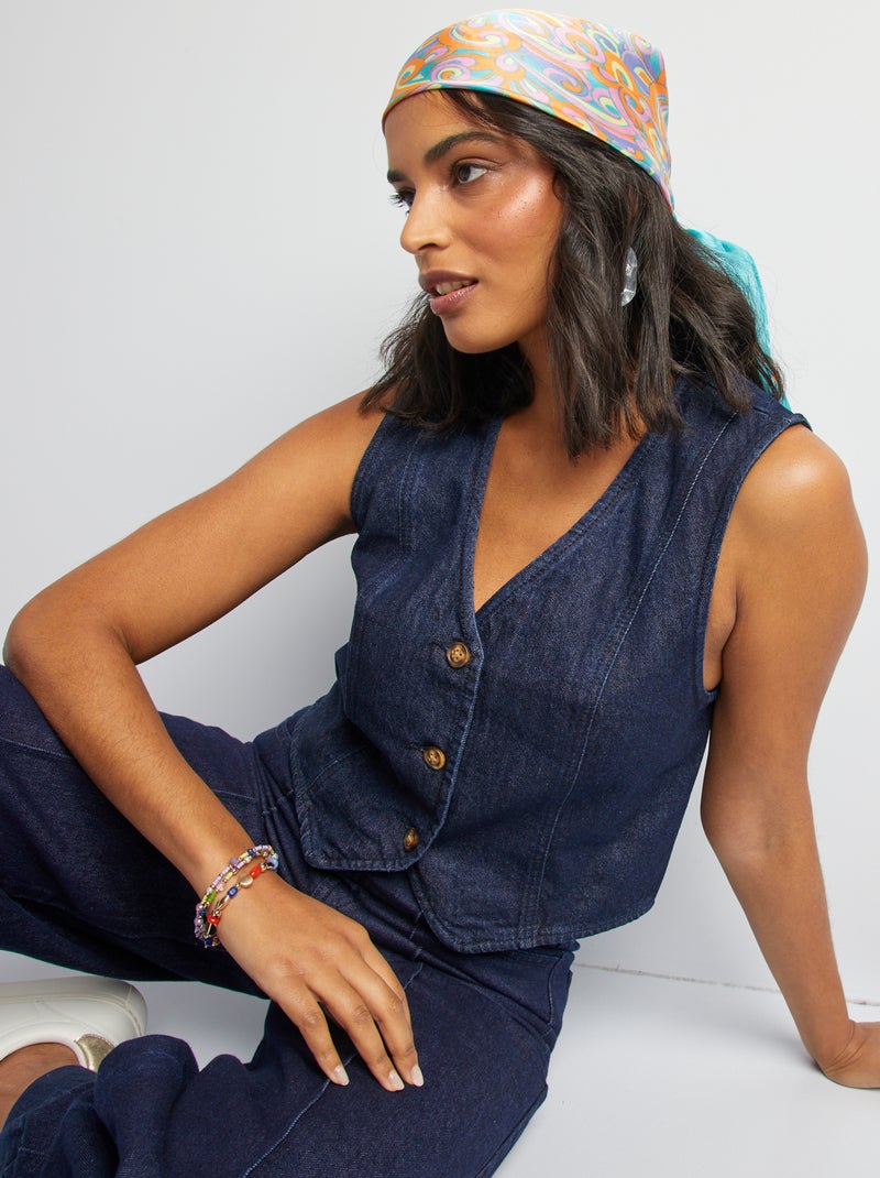 Gilet de costume en jean Bleu - Kiabi
