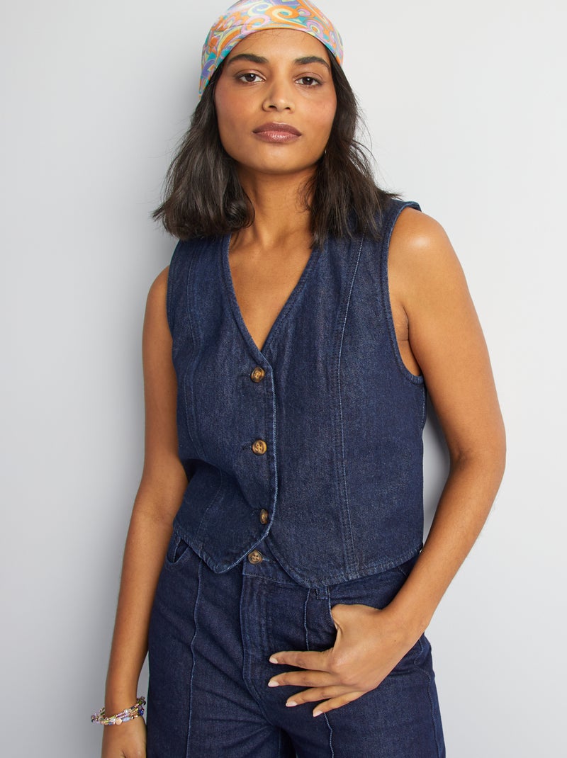Gilet de costume en jean Bleu - Kiabi