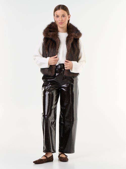 Gilet de costume sans manches en fausse fourrure - Kiabi