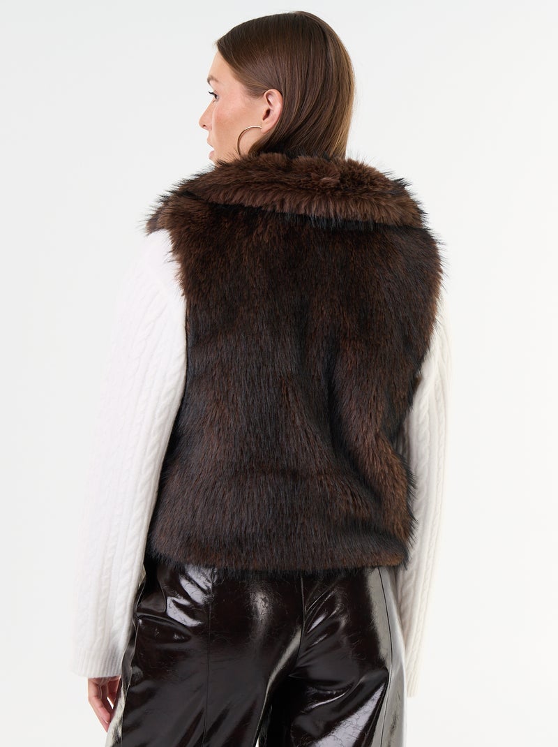 Gilet de costume sans manches en fausse fourrure Marron - Kiabi