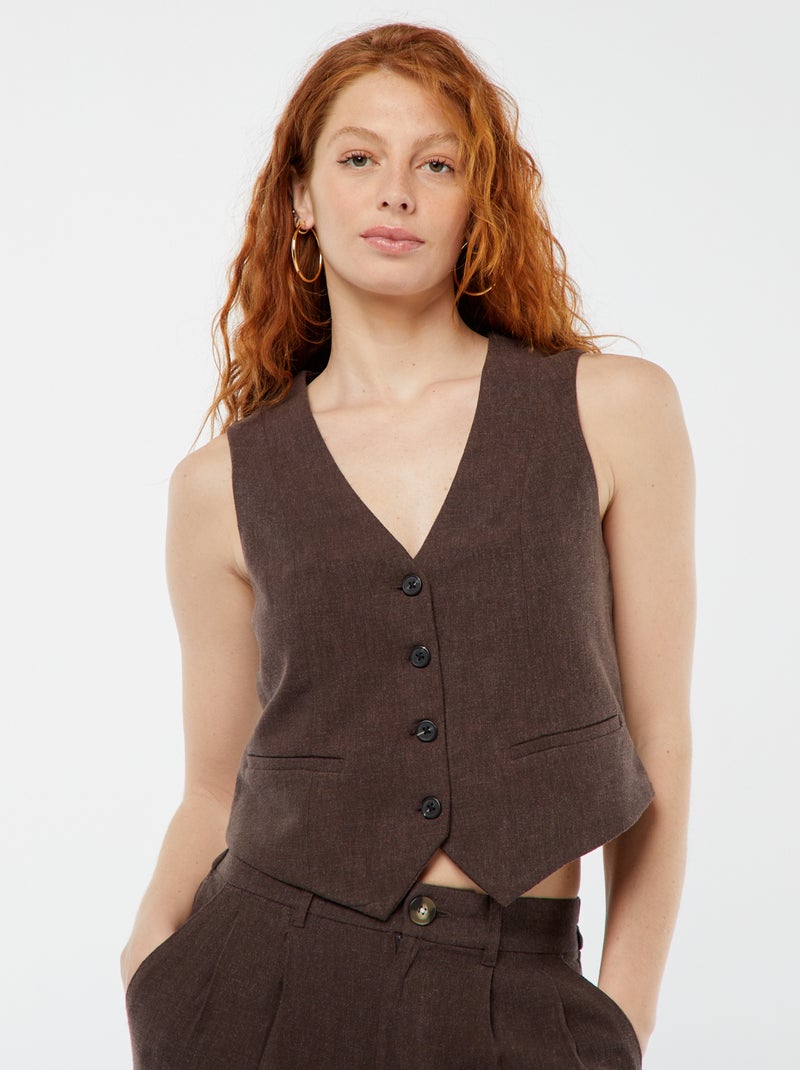 Gilet de costume sans manches MARRON - Kiabi