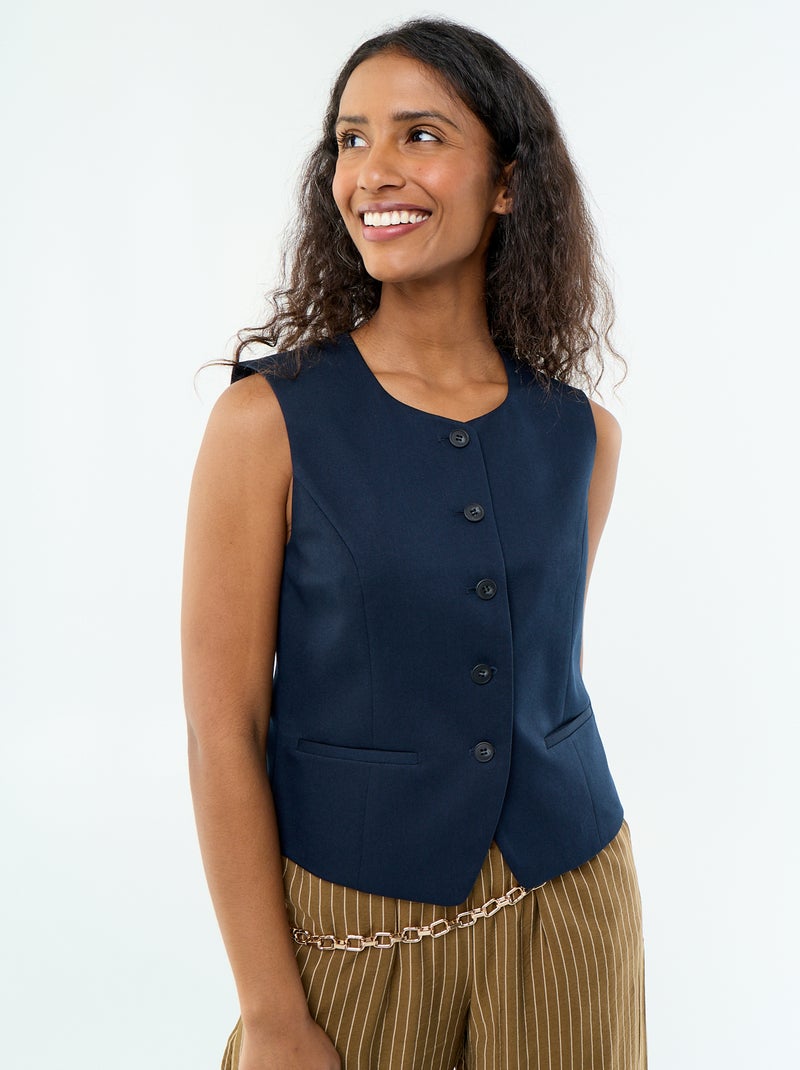 Gilet de costume sans manches uni Bleu - Kiabi