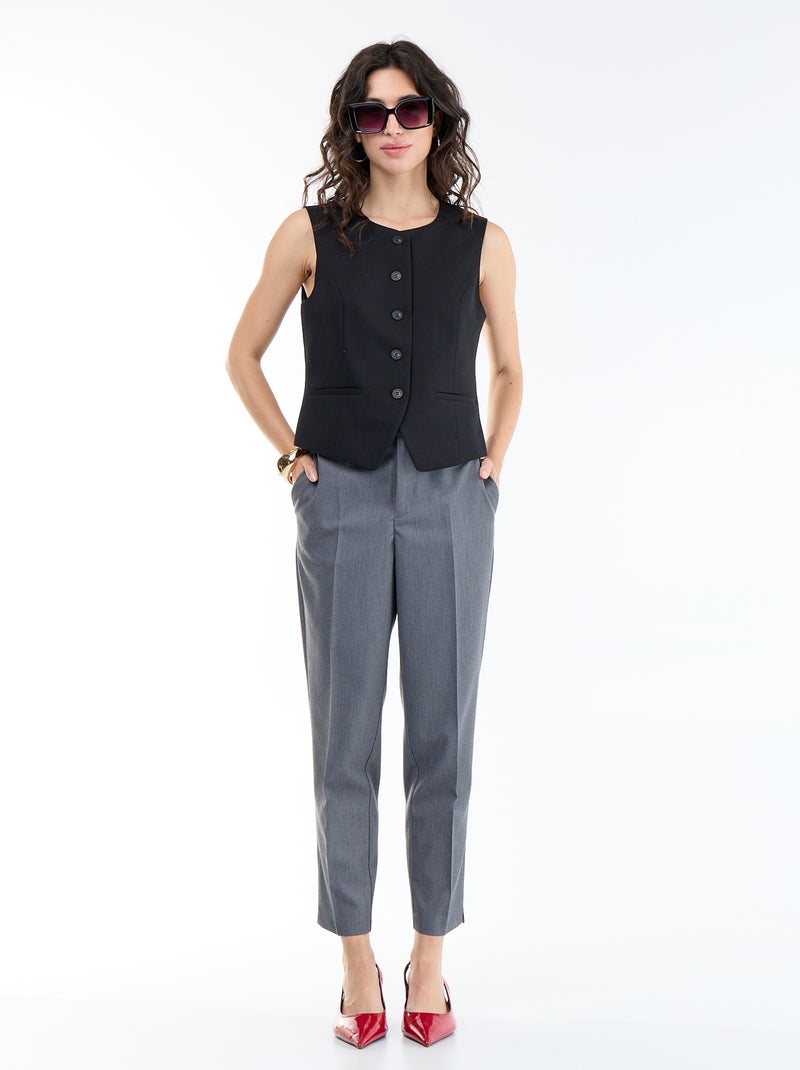 Gilet de costume sans manches uni Noir - Kiabi