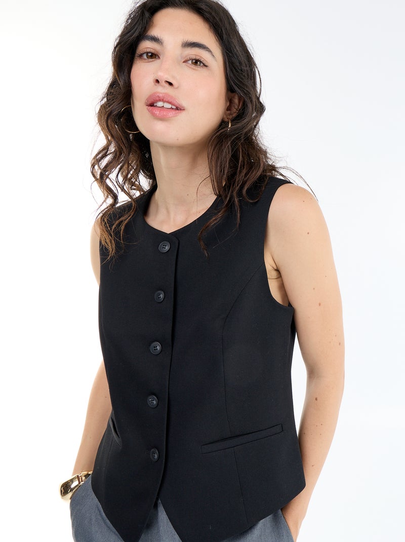 Gilet de costume sans manches uni Noir - Kiabi