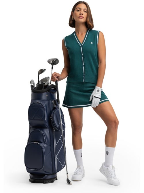 Gilet de golf maille col en v femme golf femme zaharias teal - Kiabi