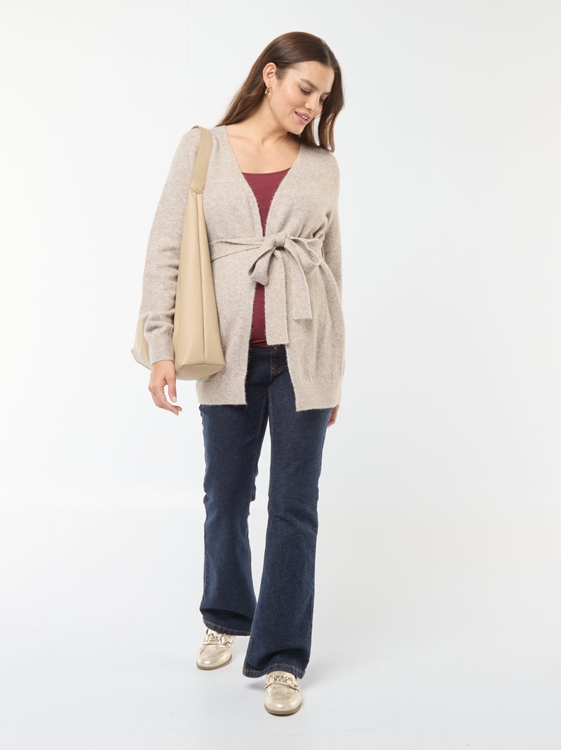 Gilet de maternité long et ceinturé Beige - Kiabi