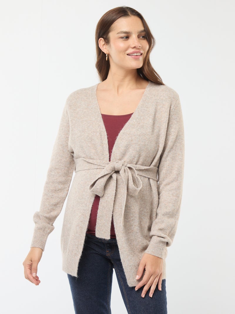 Gilet de maternité long et ceinturé Beige - Kiabi