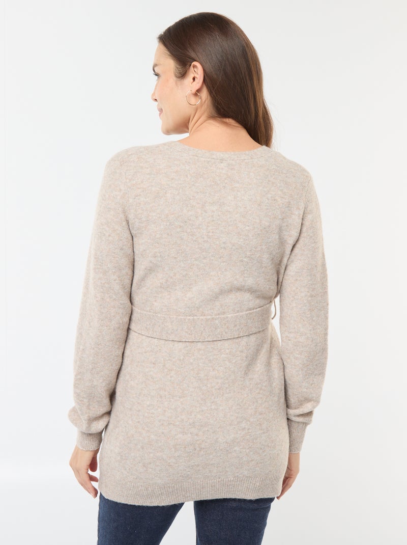 Gilet de maternité long et ceinturé Beige - Kiabi