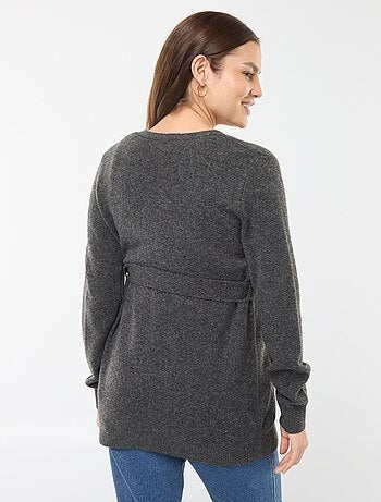 Gilet de maternité long et ceinturé