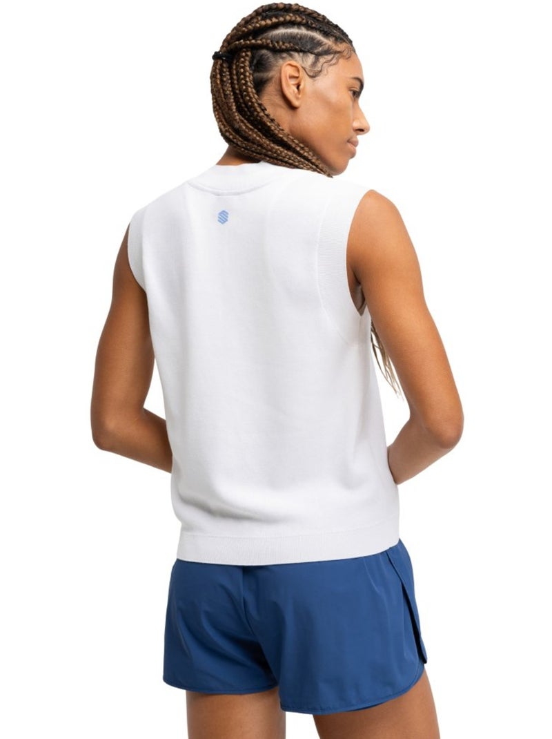 Gilet de tennis en maille col en v femme tennis femme smash Blanc - Kiabi