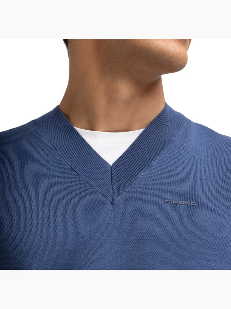Gilet de tennis en maille col en v homme tennis homme serve Bleu - Kiabi
