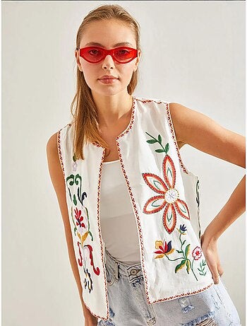 Gilet doublé avec broderies lucci